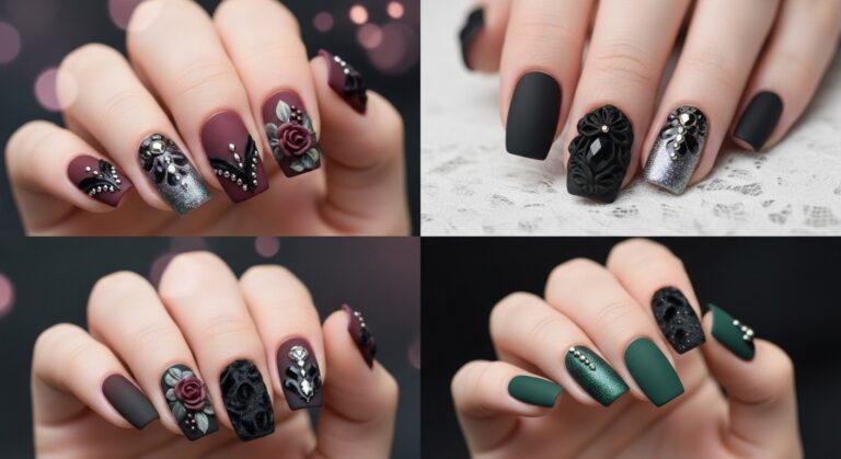 17 Dark Romantic Wedding Nails That Exude Elegance and Mystery